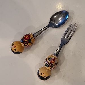 Vintage Kokeshi Appetizer Spoon and Fork.
